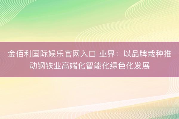 金佰利国际娱乐官网入口 业界：以品牌栽种推动钢铁业高端化智能化绿色化发展