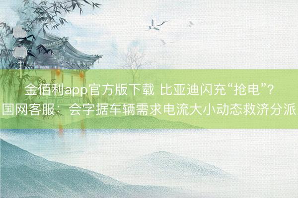 金佰利app官方版下载 比亚迪闪充“抢电”？国网客服：会字据车辆需求电流大小动态救济分派