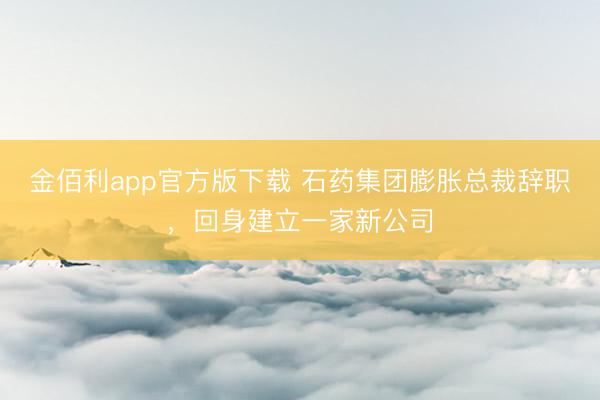 金佰利app官方版下载 石药集团膨胀总裁辞职，回身建立一家新公司