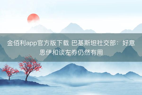 金佰利app官方版下载 巴基斯坦社交部：好意思伊和谈左券仍然有用