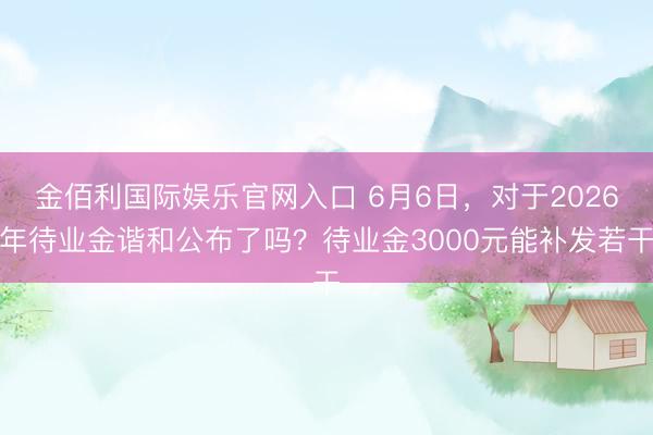 金佰利国际娱乐官网入口 6月6日，对于2026年待业金谐和公布了吗？待业金3000元能补发若干