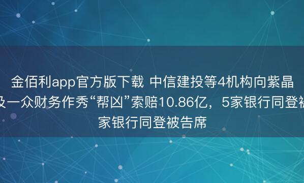 金佰利app官方版下载 中信建投等4机构向紫晶存储及一众财务作秀“帮凶”索赔10.86亿，5家银行同登被告席